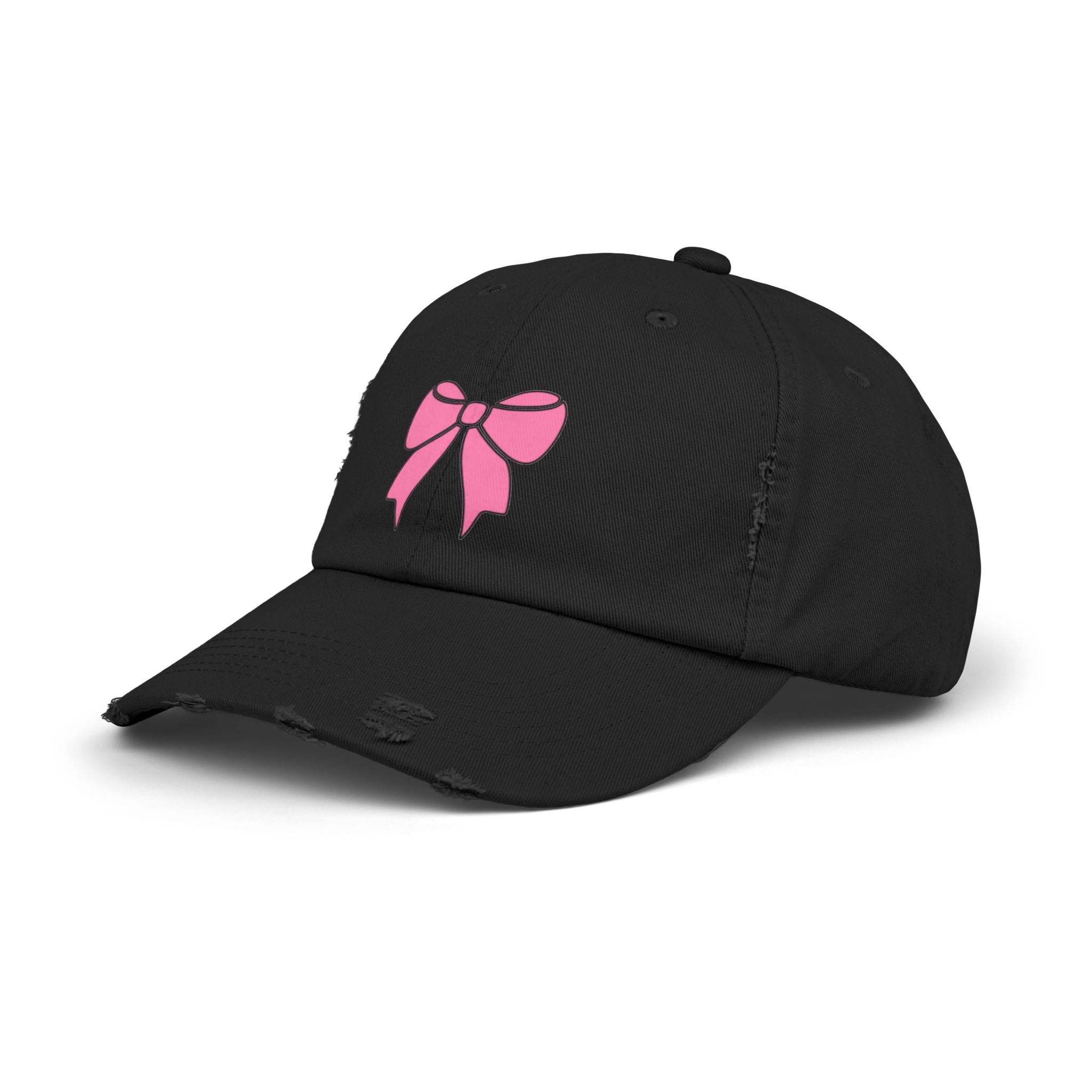 Pink Bow Distressed Cap