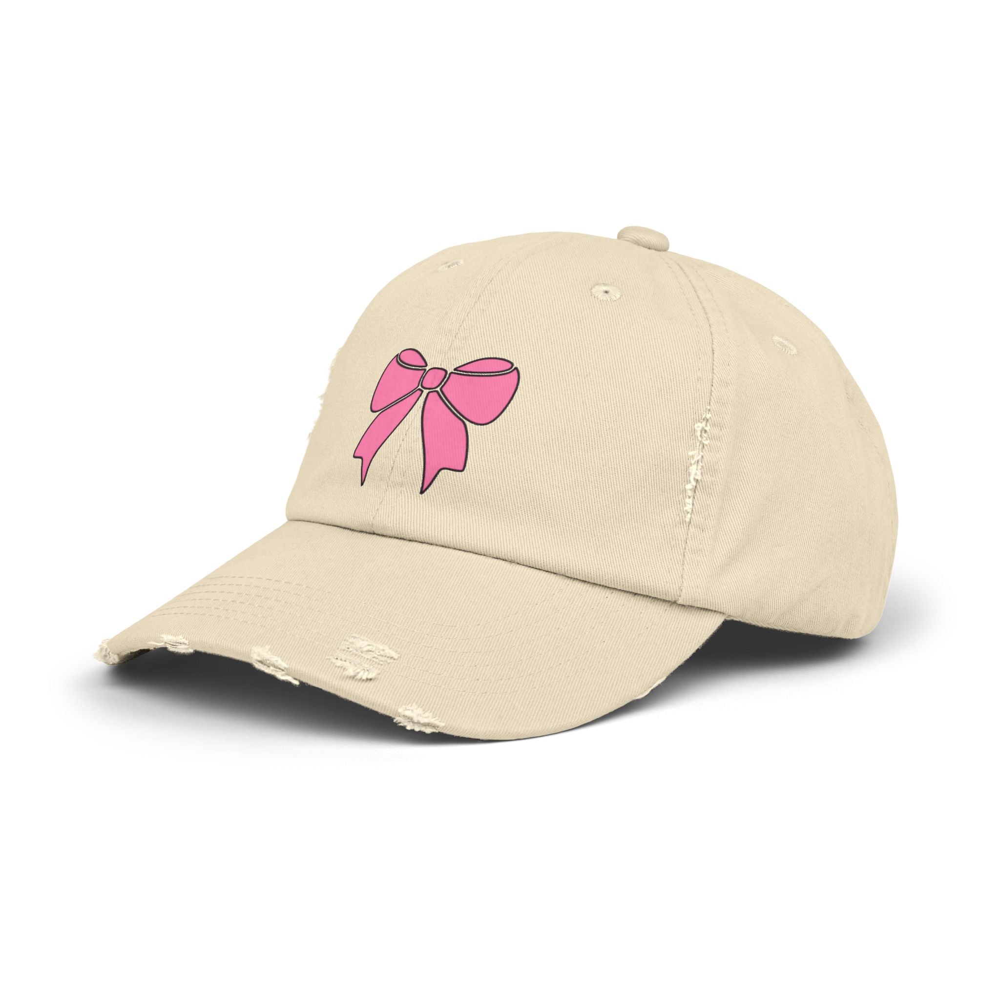 Pink Bow Distressed Cap