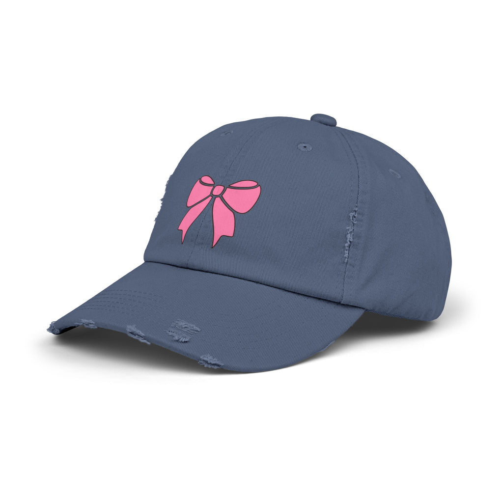 Pink Bow Distressed Cap