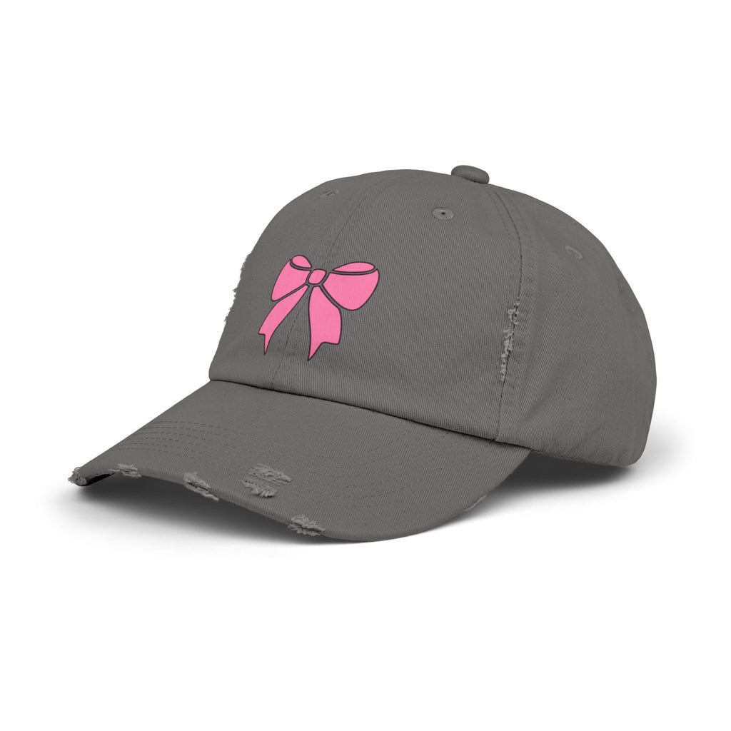 Pink Bow Distressed Cap