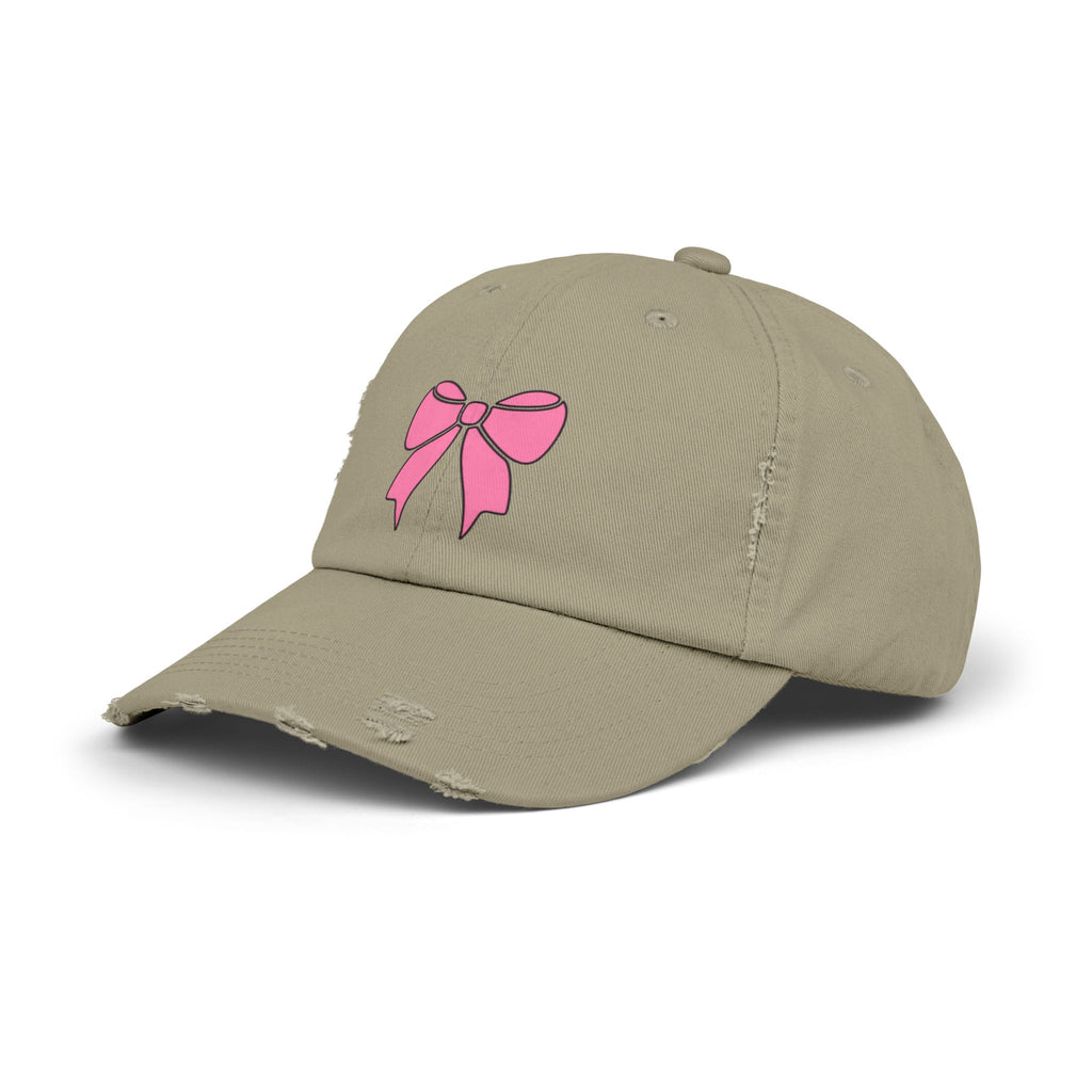 Pink Bow Distressed Cap