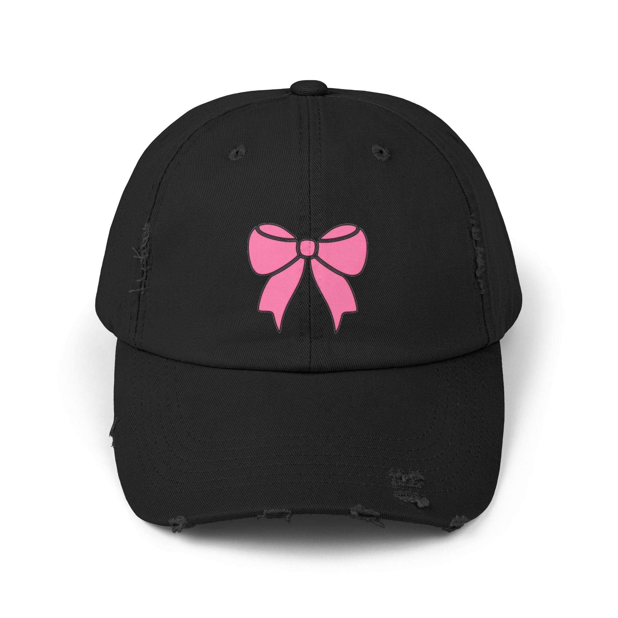 Pink Bow Distressed Cap