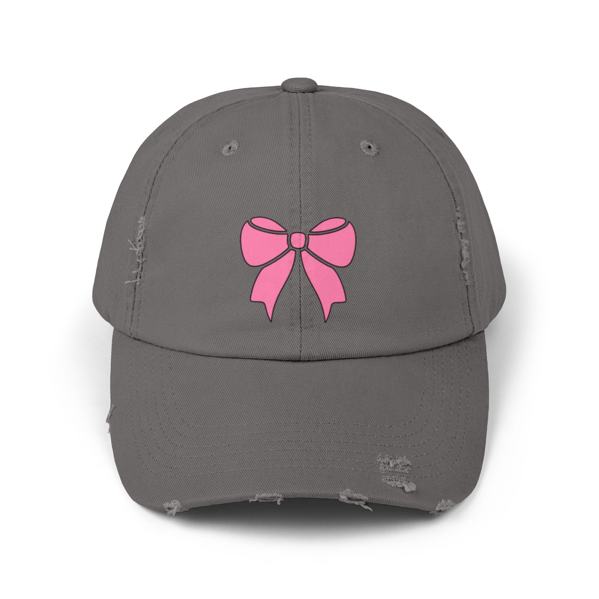 Pink Bow Distressed Cap