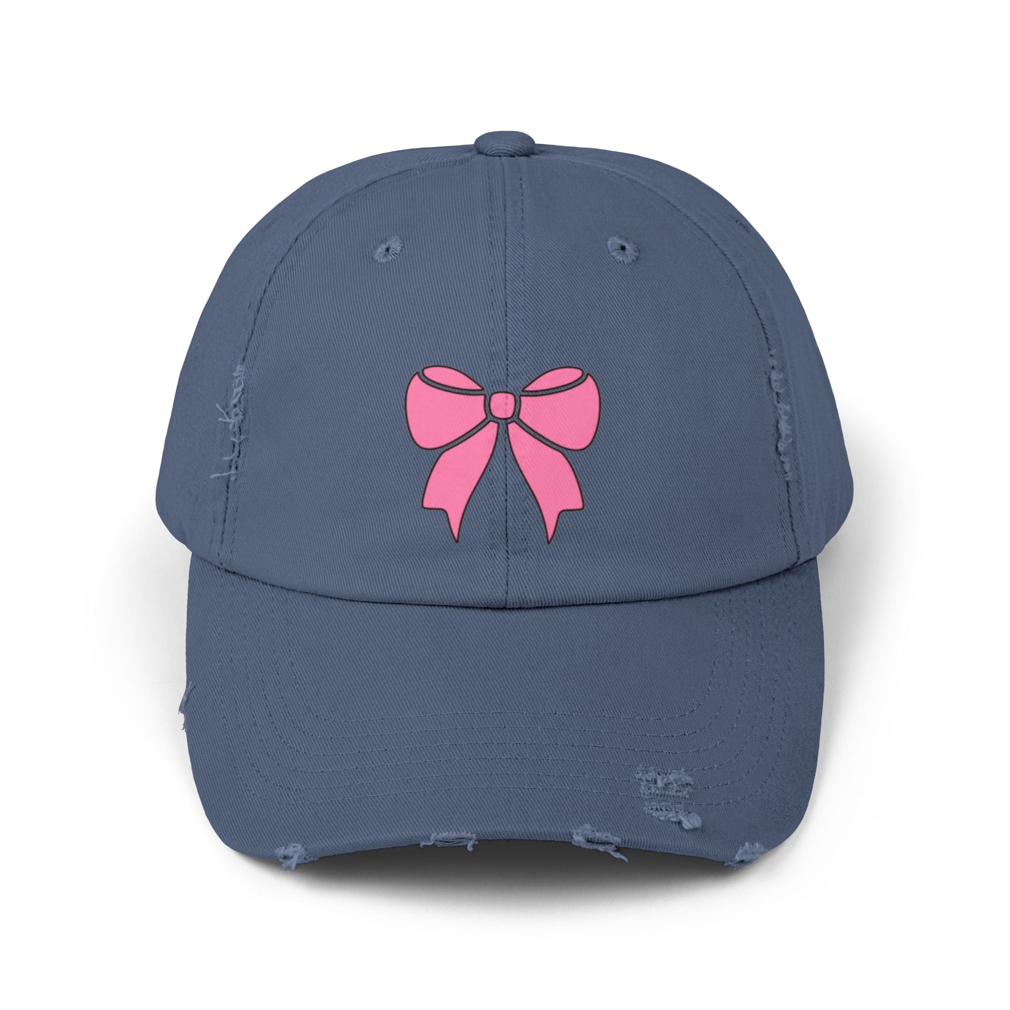 Pink Bow Distressed Cap