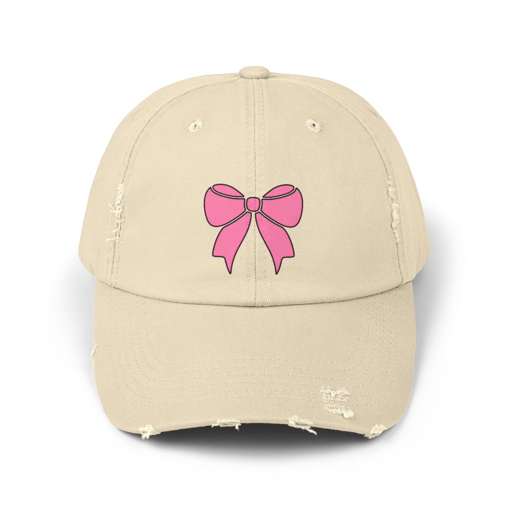 Pink Bow Distressed Cap