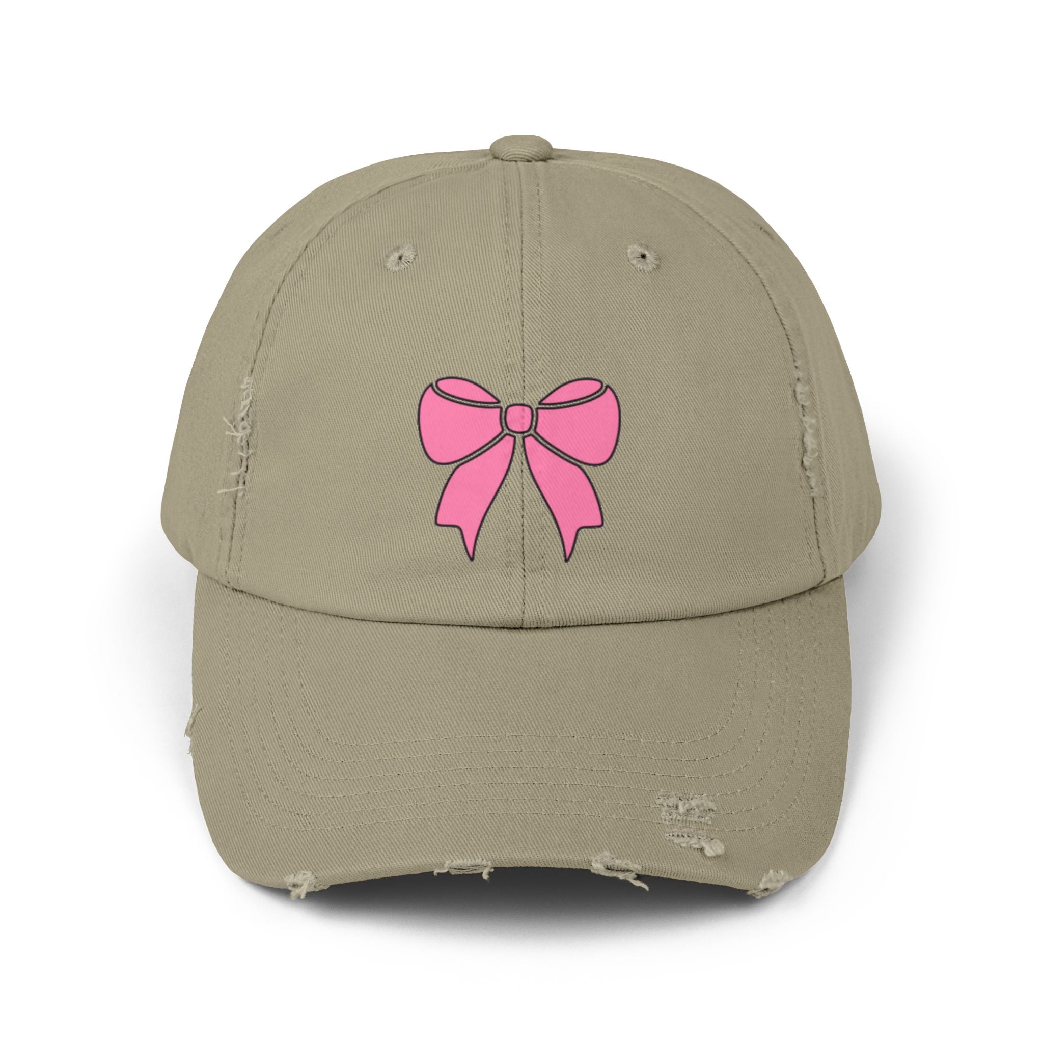 Pink Bow Distressed Cap